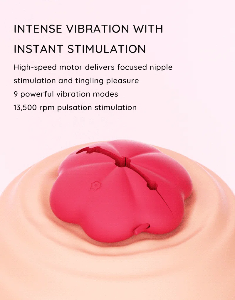 Flower-shaped vibrating nipple clip with 9 vibration modes and pulsation stimulation Discreet Sex Toys Brand - HooHss