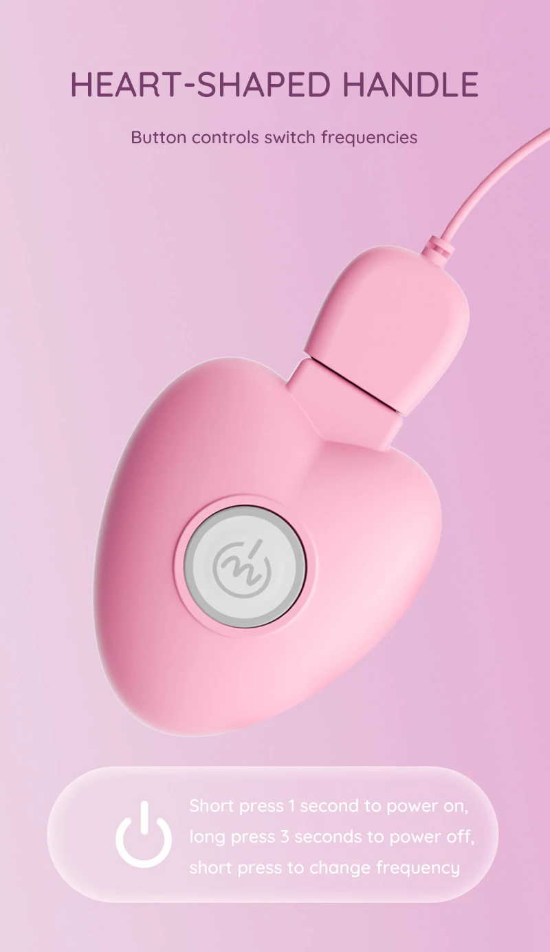 Pink heart-shaped remote control for nipple vibrator with button frequency controls Discreet Sex Toys Brand - HooHss