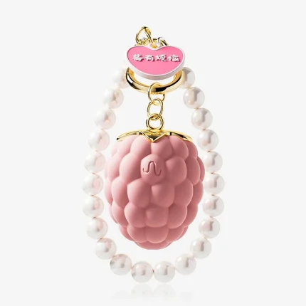 Pink berry-shaped vibrating bracelet with pearl-style beaded loop and gold-tone charm Discreet Sex Toys Brand - HooHss