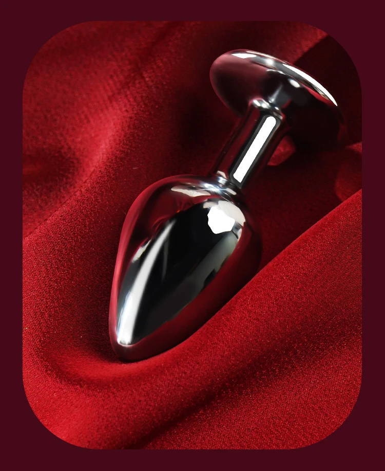 Stainless steel anal plug on red fabric Discreet Sex Toys Brand - HooHss