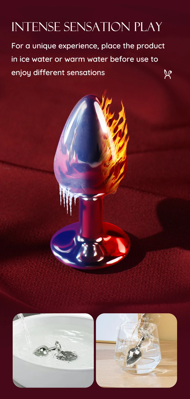Temperature play metal anal plug with warm and cold water demonstration Discreet Sex Toys Brand - HooHss