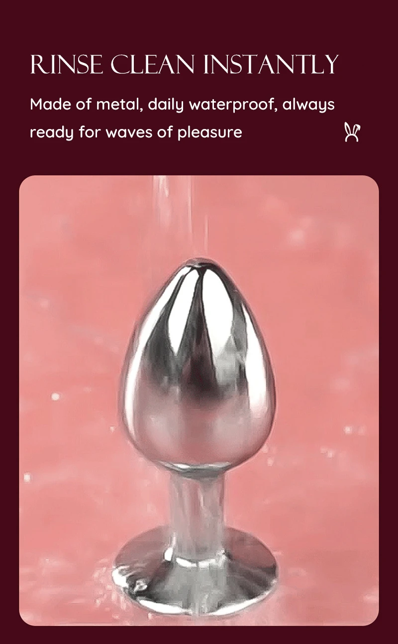 Waterproof metal anal plug under running water Discreet Sex Toys Brand - HooHss