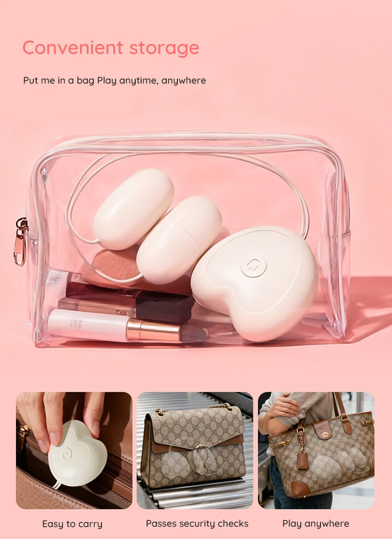 Mini double vibrator with wired control stored in a clear cosmetic bag Discreet Sex Toys Brand - HooHss