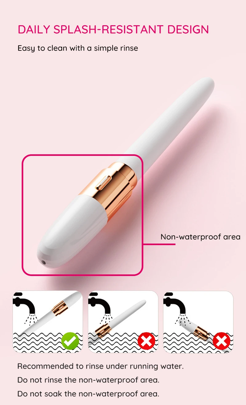 Splash-resistant slim beginner vibrator with non-waterproof base cleaning guide Discreet Sex Toys Brand - HooHss