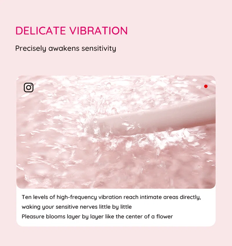 Close-up of slim beginner vibrator with delicate vibration feature text Discreet Sex Toys Brand - HooHss