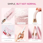 Beginner vibrator collage showing slim curved design, palm-size body, and dustproof cap Discreet Sex Toys Brand - HooHss