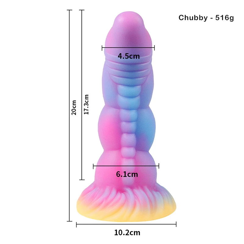 Pastel tentacle dildo with suction cup base and size measurements displayed Discreet Sex Toys Brand - HooHss