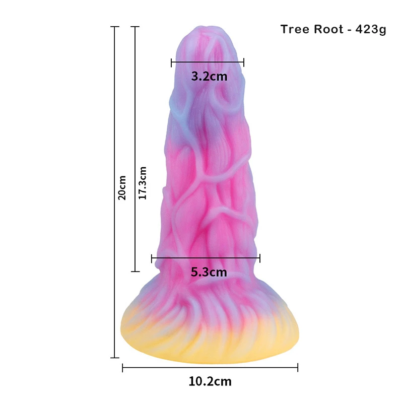 Fantasy tentacle dildo with size measurements and flared suction cup base Discreet Sex Toys Brand - HooHss
