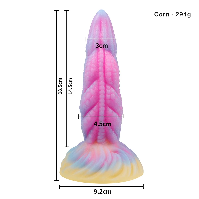 Glow in the dark tentacle dildo with measurement chart and flared base Discreet Sex Toys Brand - HooHss