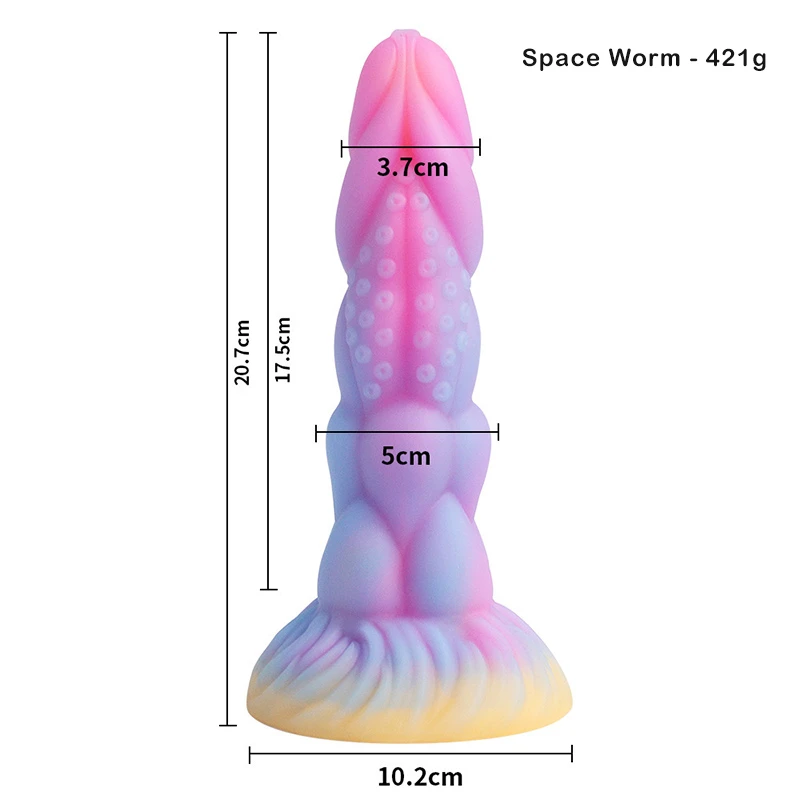 Pastel tentacle dildo with suction cup base and measurement dimensions Discreet Sex Toys Brand - HooHss