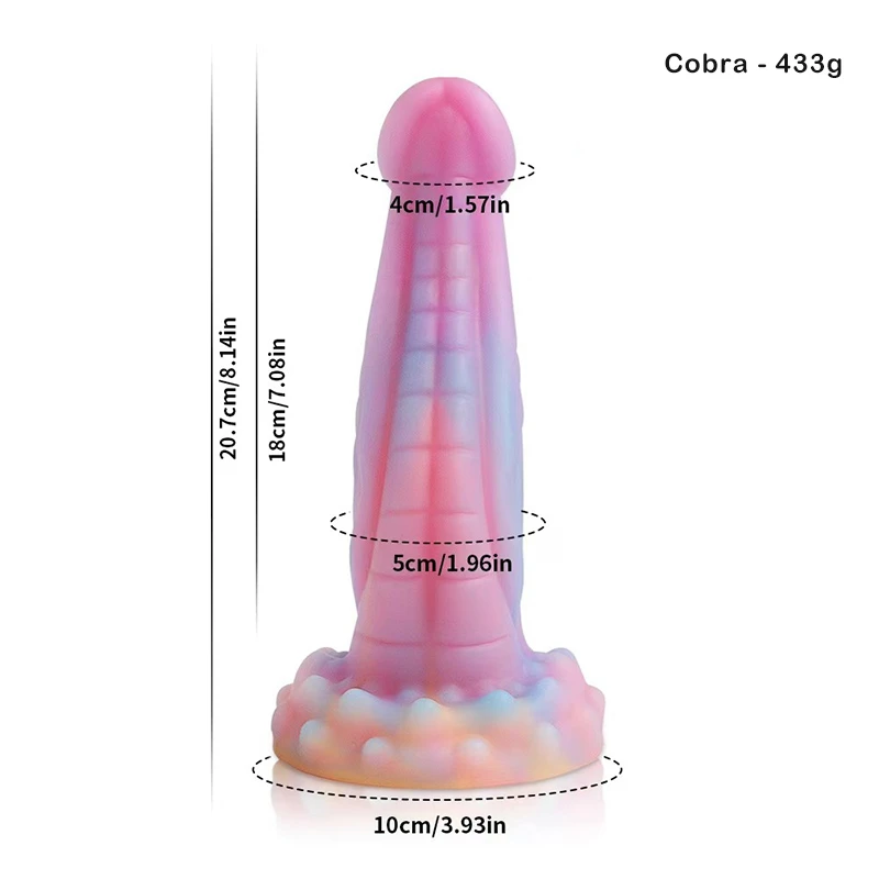 Pink fantasy dildo with suction cup base and size measurements displayed Discreet Sex Toys Brand - HooHss