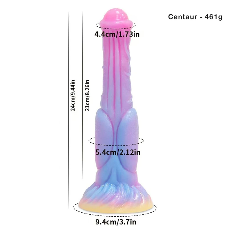 Fantasy tentacle dildo with size measurements and flared base displayed Discreet Sex Toys Brand - HooHss