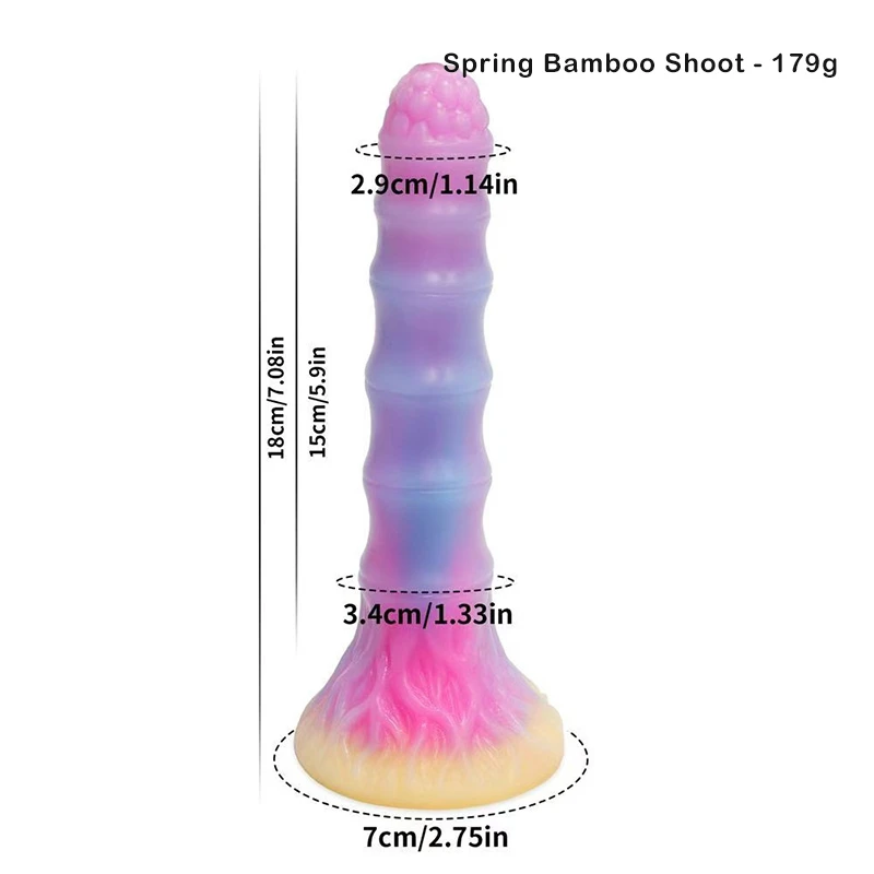 Pastel fantasy tentacle dildo with suction cup base and size measurements Discreet Sex Toys Brand - HooHss