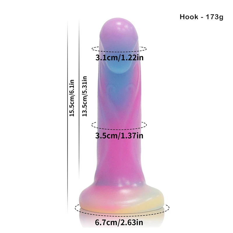 Pink and blue fantasy dildo with suction base and size measurements Discreet Sex Toys Brand - HooHss