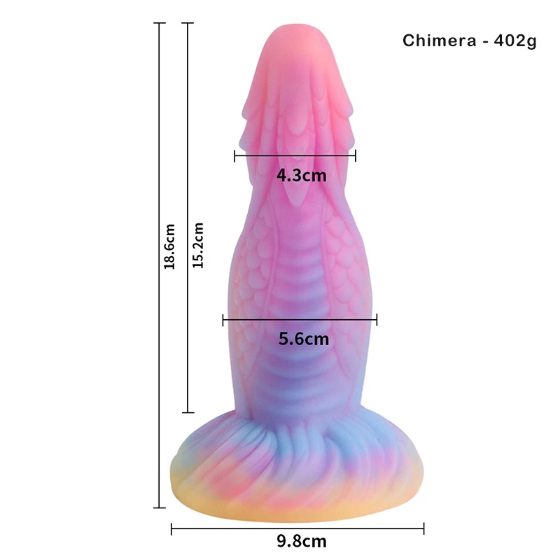 Fantasy tentacle dildo with measurement chart and flared base Discreet Sex Toys Brand - HooHss