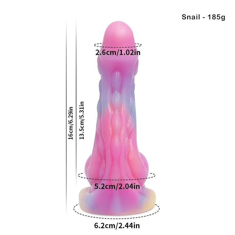 Pink and purple tentacle dildo with suction cup base and size measurements Discreet Sex Toys Brand - HooHss