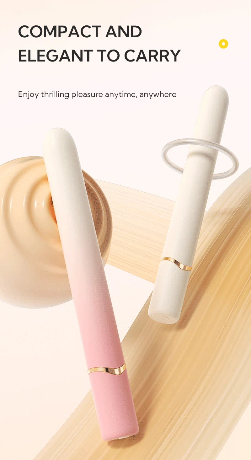 Compact slim vibrator in pink and white with elegant portable design Discreet Sex Toys Brand - HooHss