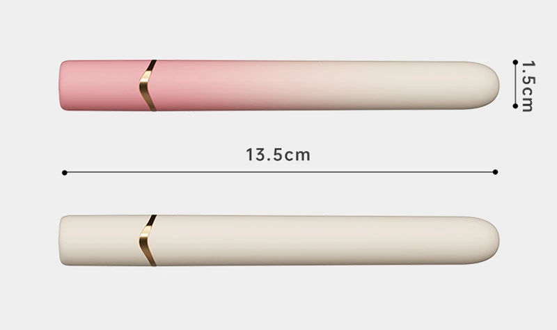Slim mini vibrator shown in pink and cream with 13.5 cm length indicator Discreet Sex Toys Brand - HooHss